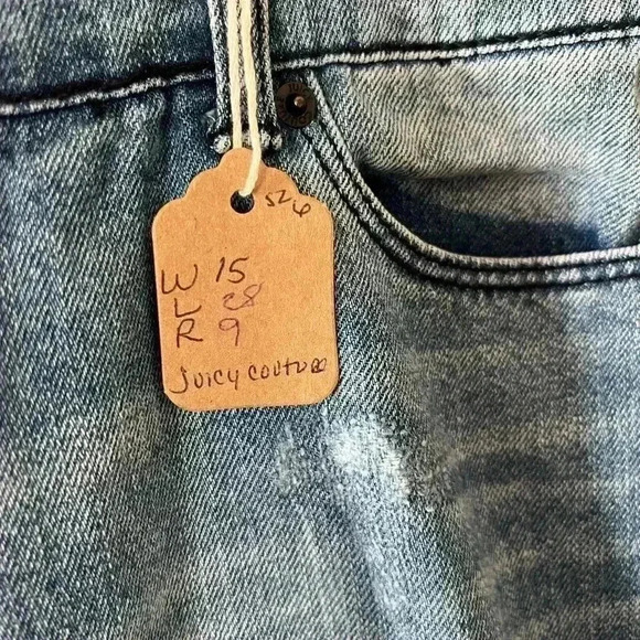 Juicy Couture Light Wash Jeans with Gold Rhinestone Patches - Picture 11 of 12